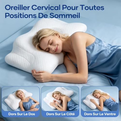 Oreiller Cervical Ergonomique à Mémoire de Forme, Oreiller Orthopédique