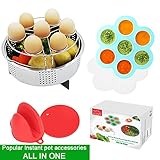 ZOEES Popular Instant pot accessories Set 6 in 1 - Steamer Basket Rack & Egg Bites Mold & Egg Steamer Rack & Silicone Pinch Mitts & Silicone Pot Pad - Fits Instant pot 5/6/8 quart Pressure Cooker
