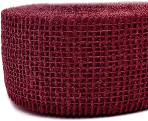 finemark 25 m x 60 mm Decorative Ribbon Jute Wine Red (124) Jute Ribbon Gift Ribbon 6 cm Lattice Ribbon Made of Natural Jute Sustainable Christmas Autumn Decoration Birthday Gift Packaging