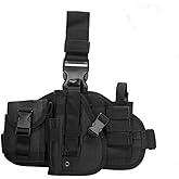Tactical Drop Leg Holster with Magazine Pouch Military Tactical MOLLE Pistol Handgun Thigh Holster Right Handed Detachable Drop Leg Platform Panel for Glock 17 18 19 26 34 and More