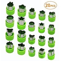 Joyoldelf Vegetable Cutters Set (20 Pcs), Stainless Steel Fruit and Cookie Cutter Shapes Cheese Presses Mold with Anti-Slip Protection Handle, for DIY Fun Food & Decoration