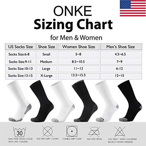 ONKE Cotton Moisture Wicking Work Steel Toe Boot Cushion Crew Socks Men