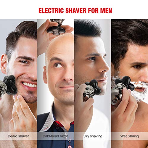 Electric Men\'s Shaver Razor IPX6 Waterproof, Cosyonall 5D Floating Beard Shaver Trimmer Grooming, Cordless Rotary Trimmers for Bald Head, USB Quick Rechargeable
