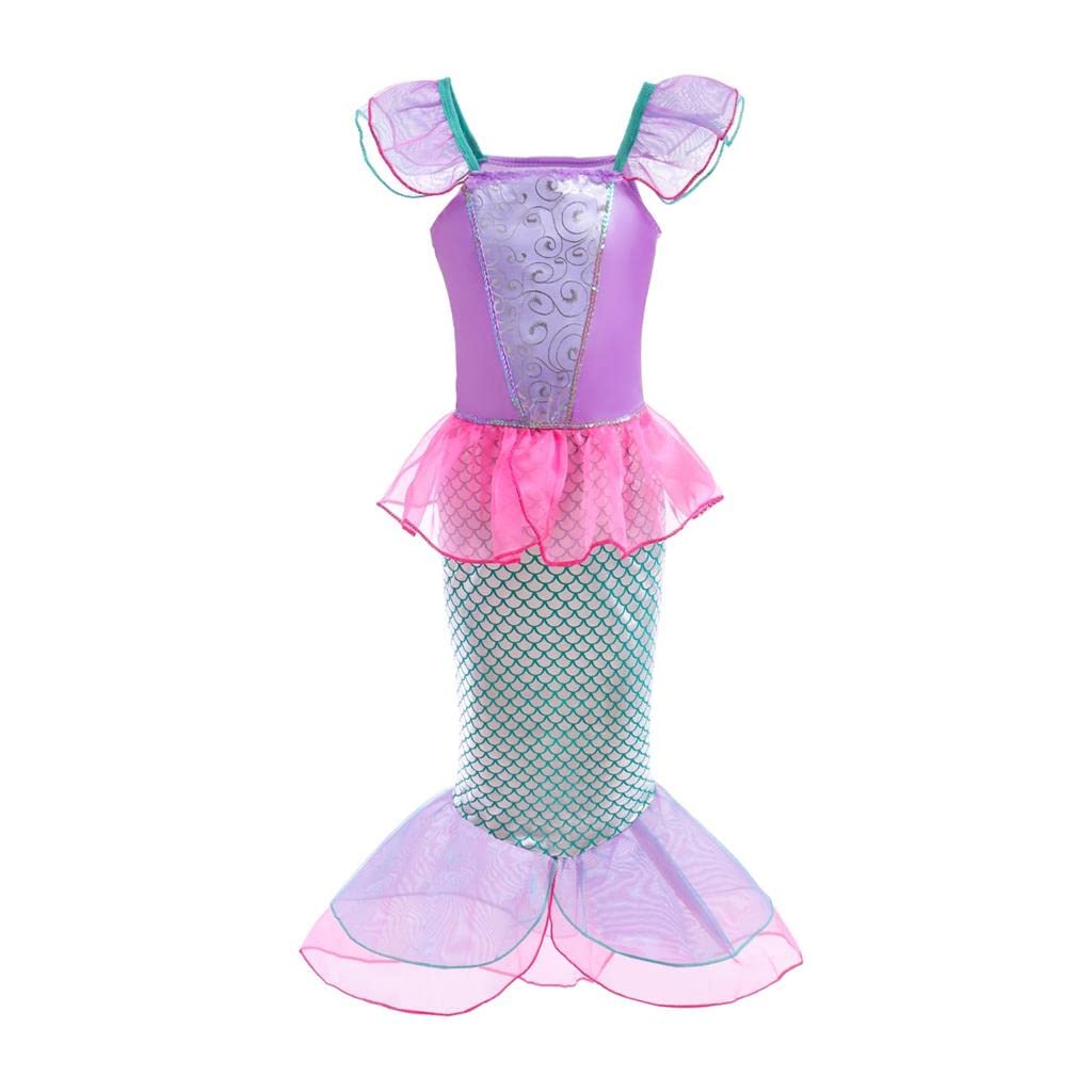 Lito Angels Mermaid Princess Ariel Costumes Dresses Fancy Party Summer Dress Age 8-9 Years Hot Pink