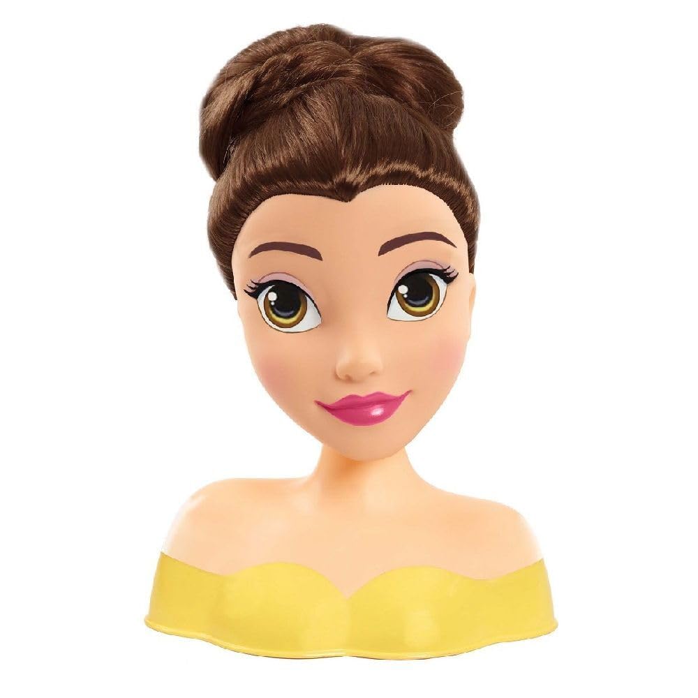 Just Play Disney Princess Belle Mini Hairdressing Head 14 cm with Hair Brush for Styling Fun, from 3 Years