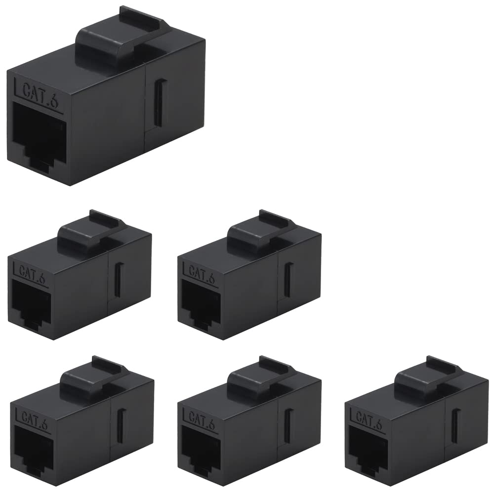 Greluma 6 Pcs Cat6 RJ45 Coupler, Ethernet Coupler, Cat6 RJ45 Keystone Jack,Female to Female