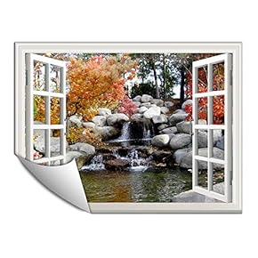 Wall Paper Small Wall Mural Beautiful Scenery Out of The Window Wall Art Removable Wall Decoration for Bedroom Living Room - 24x32 inches