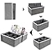 homyfort Dresser Drawer Organizer for Bathroom Countertop, Small Fabric Makeup Storage Basket Bins with Dividers for Women Cosmetics,Skincare,Hair Accessories,Vanity Desk,Nightstand,Set Of 3 (Grey)
