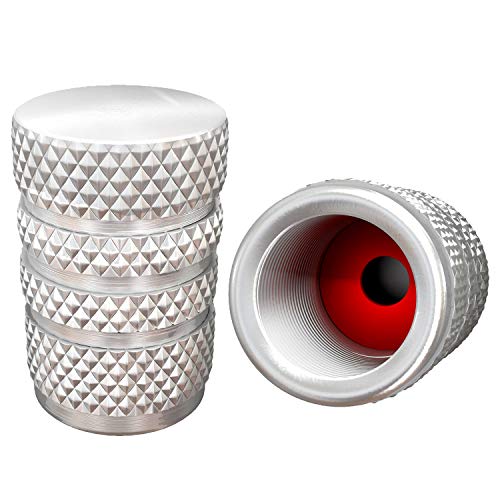 image for SAMIKIVA (12 Pack) Aluminum Tire Valve Stem Caps, Metal with Rubber Ri