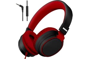 MIDOLA Volume Limited 85/110dB Kids Headphone Over-Ear/On-Ear Foldable Sound Noise Protection Headset with Inline AUX 3.5mm Cord w/Mic for Child School Cellphone Pad PC Notebook Black