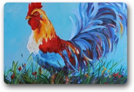 Beautiful Rooster Art Non-slip Doormat,Floor Mat Door Mat Rug Indoor/Outdoor/Front Door/Bedroom Mats 23.6(l) X 15.7(w) Inch