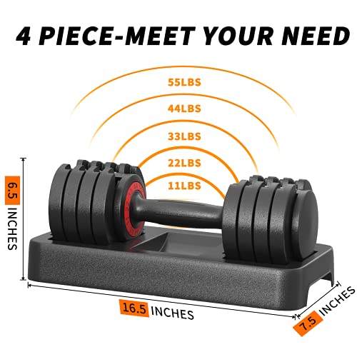 HYPATA 25 / 55 lbs Pair Adjustable Dumbbell, Fast Adjust Dumbbell Weight for Exercises Pair
