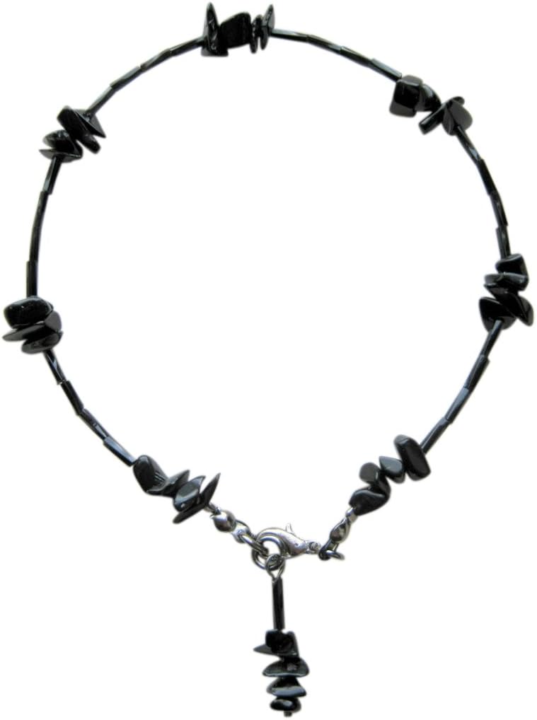 Dellenro ~Black Onyx~ Gemstone Beaded Ankle Chain Anklet 11" .Free UK Postage !!.