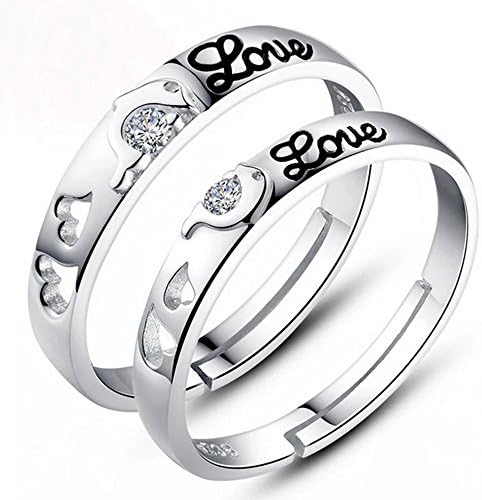 Victoria Echo 925 Silver Cubic Zircon Love Couple Ring Sets For Him and Her Adjustable Size Pair