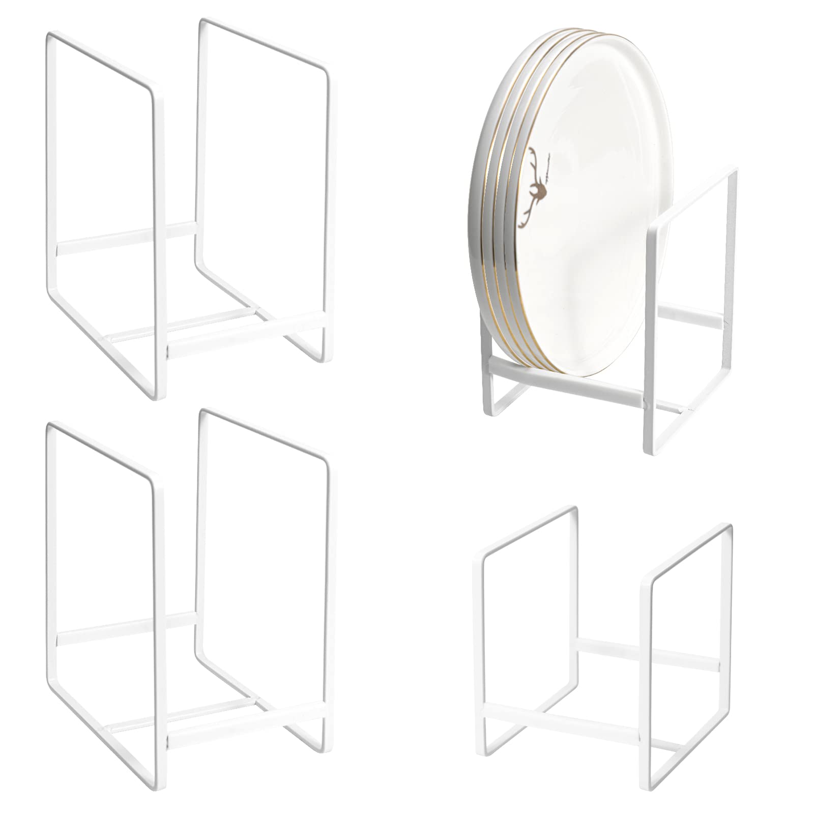 MESTUDIO Cutting Board Organizer Black Plate Organizer for Cabinet 4Pcs Rack Organizer for Cabinet for Storing Pans, Lids, Cutting Boards and Trays (Including Two Size)