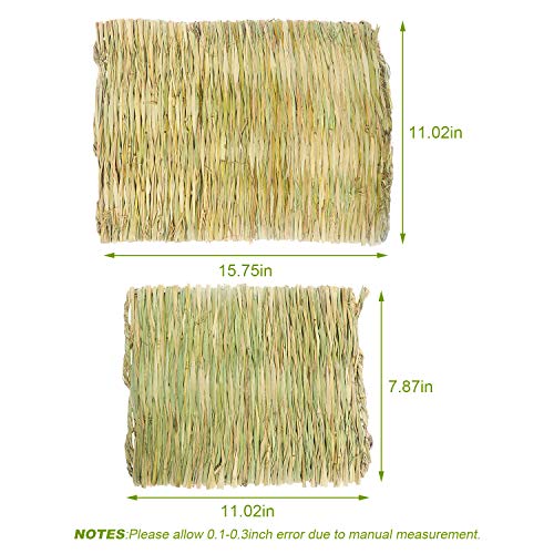 5 Pack Grass Mat Woven Bed Mat, Small Animal Natural Straw Bedding Nest Mat Chew Toys Bed Play Toy for Guinea Pig Parrot Rabbit Bunny Hamster Rat (3 Large 2 Small)