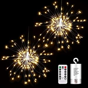 YUANJ Feuerwerk Batterie LED Licht, 2 Stück Lichterkette Feuerwerk mit Fernbedienung /8 Modi/Batteriebetrieben, Ideal…