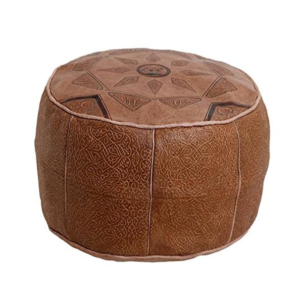 Orientalisches Leder-Sitzkissen Sitzpouf Kamel braun D 42 x H 30 cm
