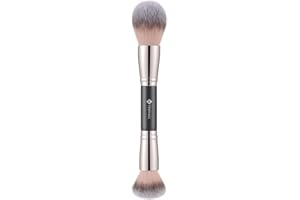 TEOYALL Dual-Ended Setting Powder Brush, Plush Fluffy Synthetic Bristles for Loose Bronzer Contour