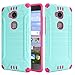 Huawei Sensa 4G LTE [Straight Talk] H710VL H715BL / Honor 5X Armor Case Heavy Duty Brushed Metal Metallic Finish Slim Fit Shock Impact Dual Layer Protection Hybrid TPU Hard Case (Teal Pink)