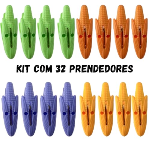 Kit 32 Prendedores de Roupa Plástico Durável Reforçado Alta Resistência Cores Variadas Ideal para Varal Organização Lavanderia e Uso Doméstico Diário