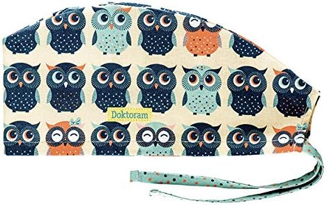 Scrub Cap Unisex Medical Hat with Funny Owls Prints Skull Cap Surgical Bird