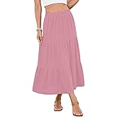 YSYOKOW Women's Boho Maxi Skirt with Pockets - Elastic High Waist Flowy Tiered A-Line Long Skirts for Summer Vacation 2026