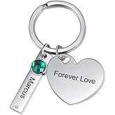 OPALSTOCK Gifts for Mom Personalized Key Chain with Simulated Birthstones Keyring Christmas Gifts for Women
