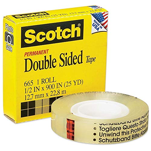 3M 665 Double-Sided Tape, 1/2" X 900" - Clear (999992790634)