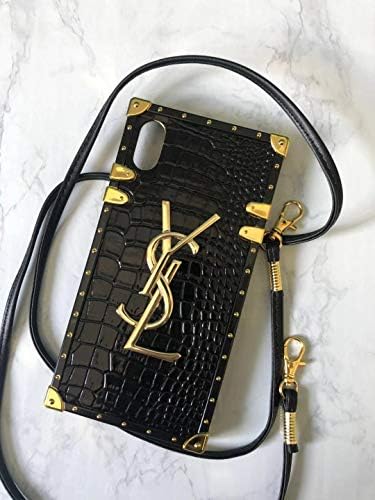 Case for iPhone Xs Max, TPU Trunk Monogram Case Vintage Luxury iPhone Xs Max Case with Lanyard