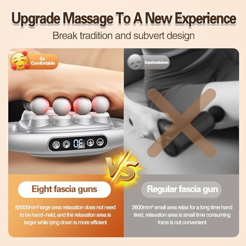 BOOM Massage Gun, Handheld Electric Muscle Massager Gun, 8 Heads 3 Modes, Full Body Massager for Pain Relief, Back, Legs, Neck, جهاز مساج Gifts for Families and Friends (White)
