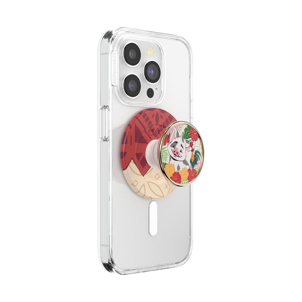 PopSockets Phone Grip for MagSafe with Kickstand, Magnetic Stand, Swappable Top, Secure Hold for iPhone MagSafe Cases, Phone & Tablet Grip, Moana - Enamel Pua's Paradise Image