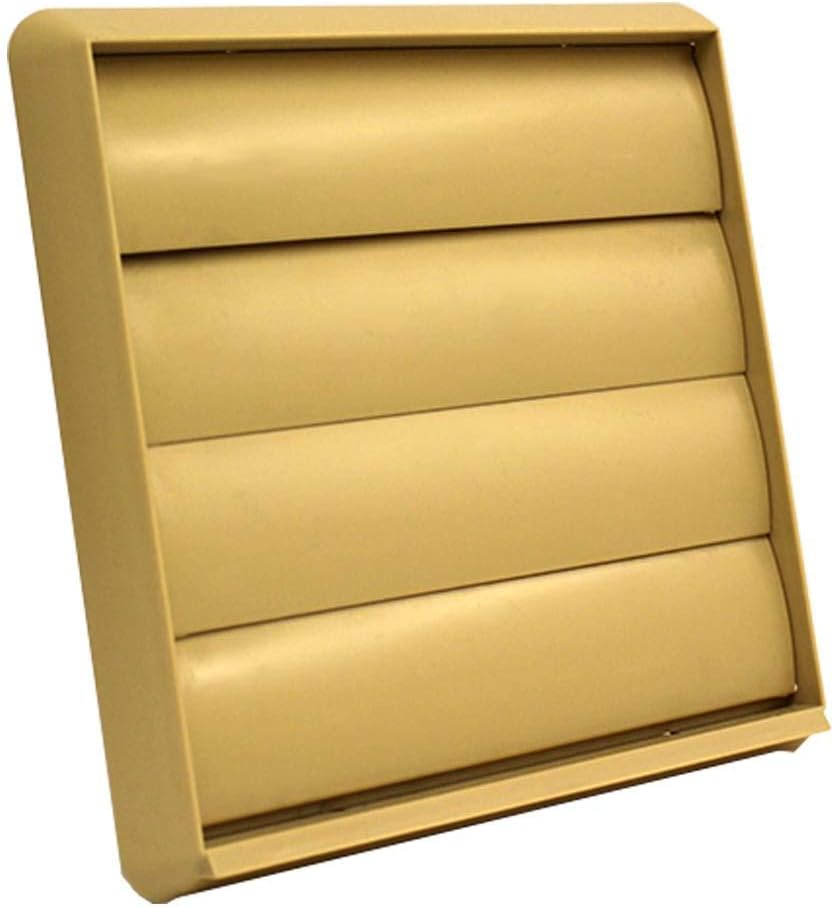 Kair Beige 150mm Louvred Wall Vent Grille - 150mm / 6 Inch Round Rear Spigot & 183mm Front Cover - Backdraught Prevention Shutter Flaps