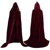 Velvet Cloak Cape Wizard Hooded Party Halloween Cosplay Costumes for Men Women 53”