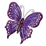 Bits and Pieces - Enameled Metal Purple Butterfly Wall Decor -Wall Décor - Wonderful Dimensional Details