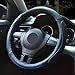 Universal Genuine Leather Black Steering Wheel Cover, 15inch, Breathable And Soft Car Wheel Protector (Blue steering wheel cover)