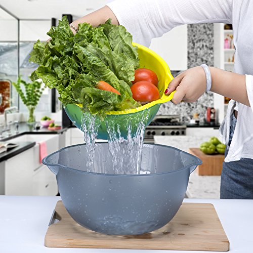 2in1 Large Plastic Colander with Bowl, Wecye FoodGrade Kitchen Strainers for Fruits,Vegetable