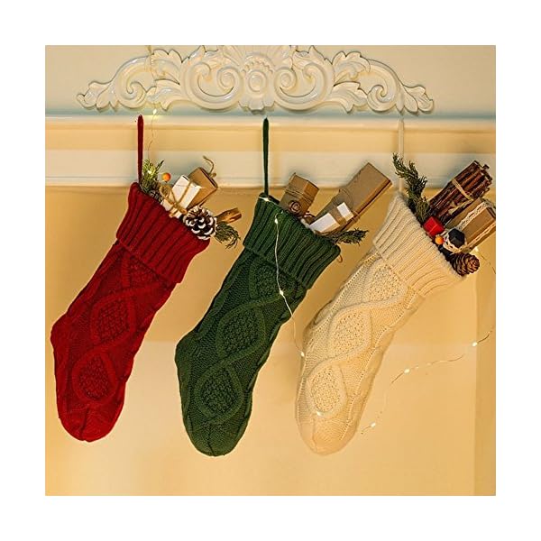 JBNEG 6 PCS 15'' Knit Christmas Stockings Woven Stockings Christmas Decorations White/Red/Green - Image 6