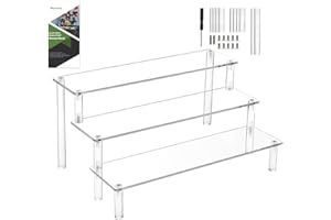 Worown Acrylic Riser Shelf, 3-Tier Clear Display Stand, Clear Display Riser Shelf for Cupcake, Trophy, Perfume, Figures, Cosm