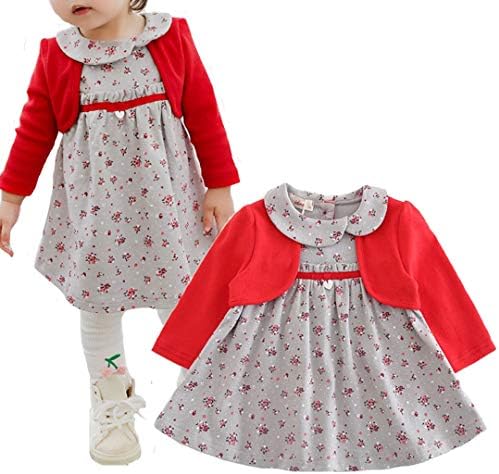 0079 フラワー 重ね着風 ベビー 子供服 ボレロ ベビー ワンピース キッズ ガール 姉妹コーデ 可愛い