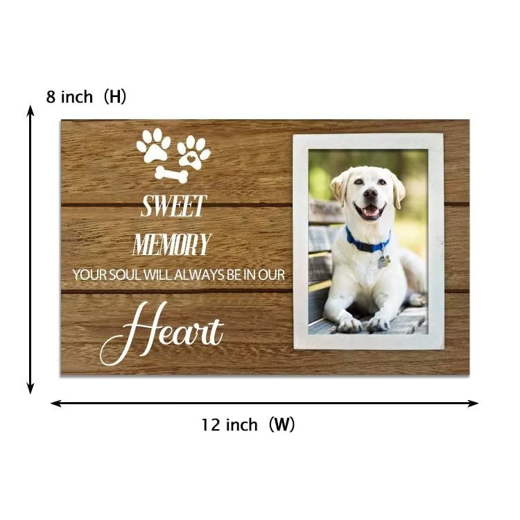 Yuqier Dog Memorial Gifts for Loss of Dog，Pet Memorial Gifts，Loss of Dog Sympathy Gift，Pet Memorial Gifts for Dogs，Dog Picture Frame，Pet Loss Gifts Dog，Coustom Photo and Text Wooden Sign，5 * 10inch