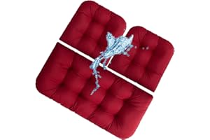 GHKWXUE 3 Piece Set Wicker waterproof Chair Cushions Outdoor/Indoor Thicke Patio Chair Loveseat Cushion Porch Swing Cushion & 1 Loveseat bench cushion 43”x20”& 2 U-Shape Chair Cushion 19”x19”& liquor red