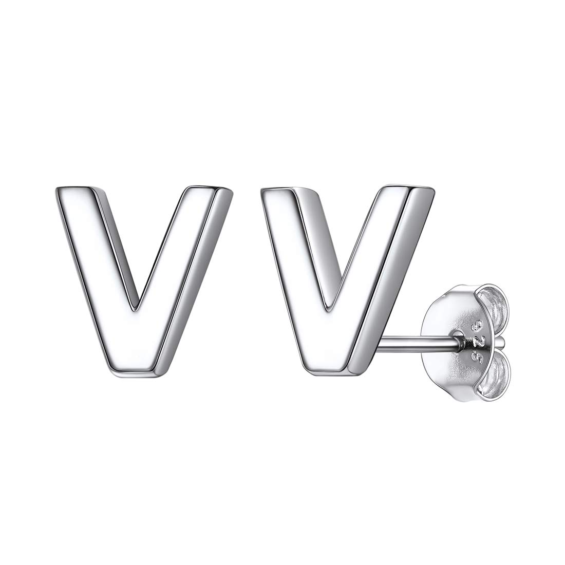 ChicSilver Dainty Stud Earrings Initial Letter V Monogram Jewelry Alphabet Studs Hypoallergenic Earring — image 1