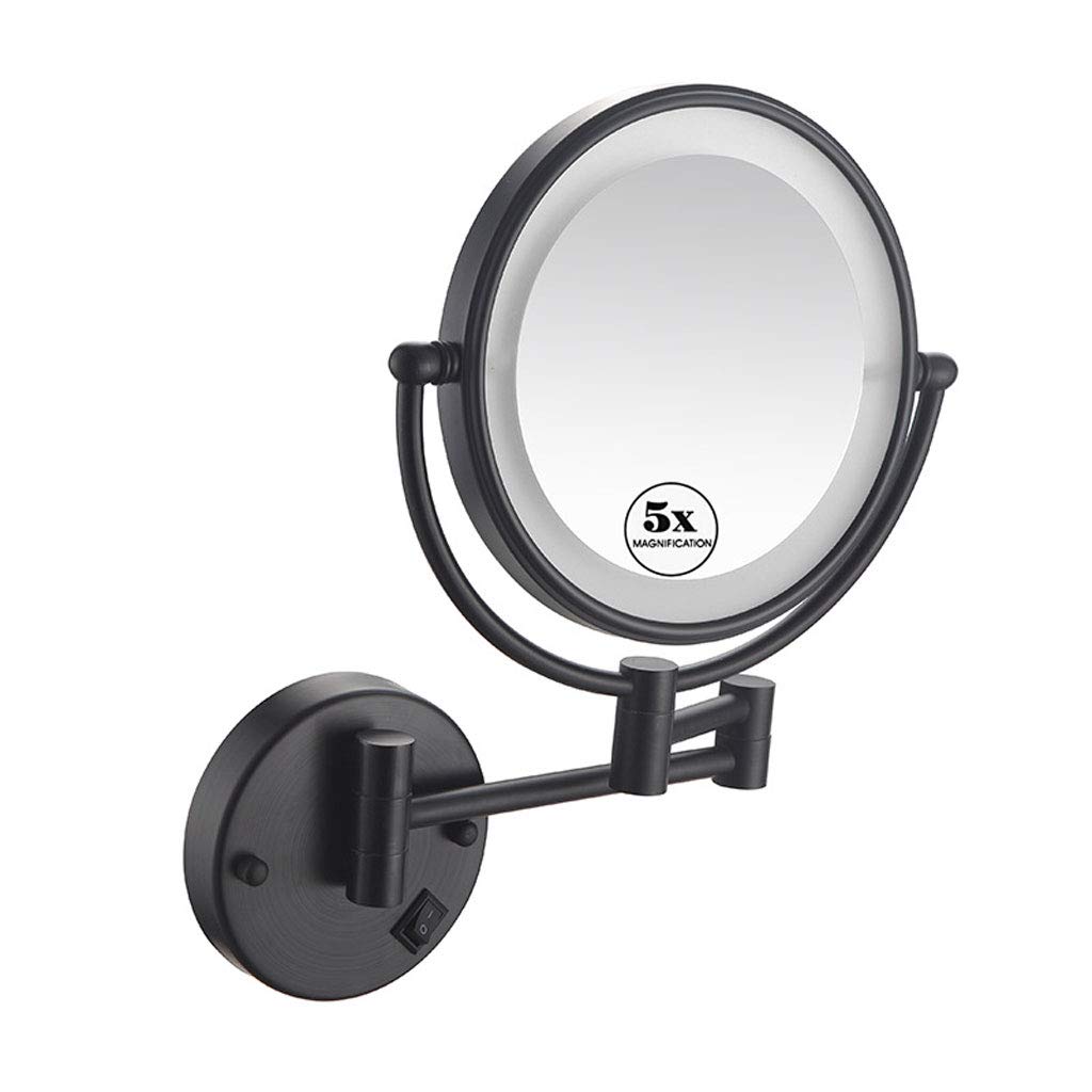 LED Wall Mount Makeup Mirror with 5X Magnification 8Inch
