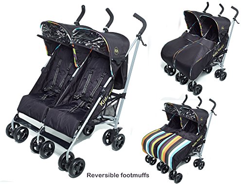 double stroller with footmuffs