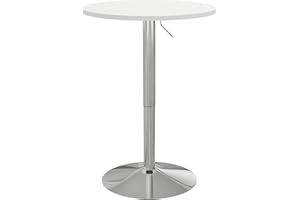 HOMCOM Round Bar Table, Adjustable Pub Table with 360° Swivel Top and Steel Base, Modern Bistro Table for 2, Easy Assembly fo