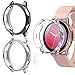 Protective Case for Samsung Galaxy Watch Active 2 40mm 44mm, with Screen Protector Cover, Flexible TPU Anti-Scratch Bumper, Black+Silver+Crystal Clear, 3 Pack