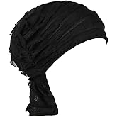 YRANXQUN Pre Tied Chemo Turban for Women - Ruffle Stretch Solid Caps Slip On Headwrap Headwear for Cancer Hair Cover