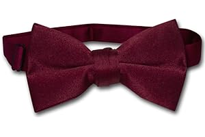 Vesuvio Napoli BOY'S BOWTIE Solid BURGUNDY Color Youth Bow Tie