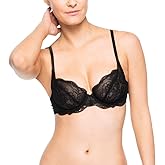 Undies.com Womens Microfiber Lace Unlined Underwire Balconette Bra